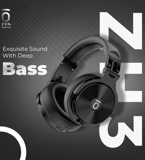 ZON ZH3 Wireless Bluetooth Over-The-Ear Headphone for Hi-Fidelity Music | with Mic | 50Hrs Battery | 50mm Driver | 2-Device connectivity | 3.5mm Aux Connect with mic | Black
