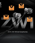 ZON ZW1 Premium in-ear wired headphones with Rich Bass | Hi-fidelity sound | Hands-free calling | Tangle-free cord | Black