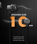 ZON ZW1 Premium in-ear wired headphones with Rich Bass | Hi-fidelity sound | Hands-free calling | Tangle-free cord | Black