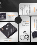 ZON ZW1 Premium in-ear wired headphones with Rich Bass | Hi-fidelity sound | Hands-free calling | Tangle-free cord | Black